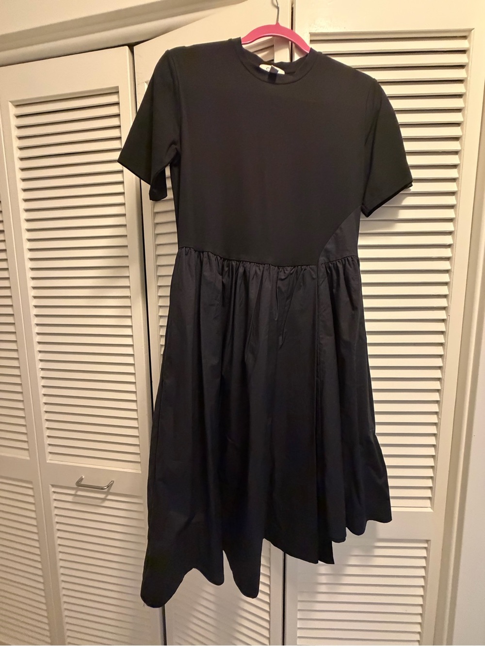 COS Black Short-Sleeve Asymmetrical Waist Dress